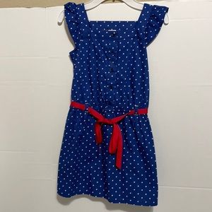 Gymboree blue white dots dress size 6 EUC